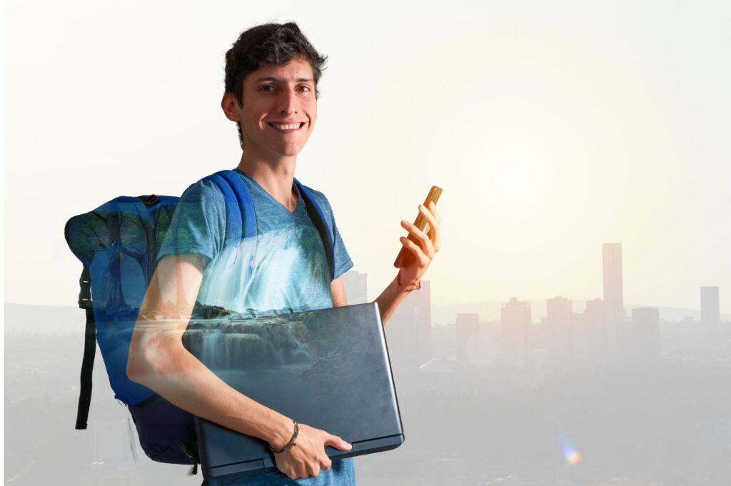 Digital nomad en voyage